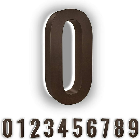 5 Inch House Numbers, Stainless Steel, Backlit LED 6000K Illuminated Home Address Number, Lighted House Numbers, Modern Address Numbers (0, Bronze)