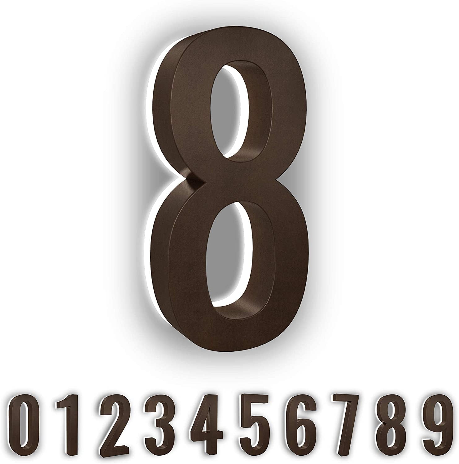 5 Inch House Numbers, Stainless Steel , Backlit LED 6000K Illuminated Home Address Number, Lighted House Numbers, Modern Address Numbers (8, Bronze)