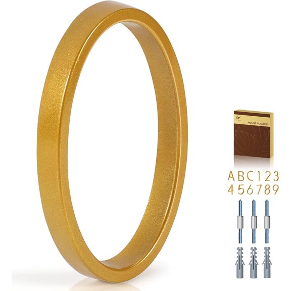 5 Inch House Numbers for Outside, Metal Address Number 0 - Modern Design, Weather-Resistant Gold Powder Coated Finish, No Fading (Gold)