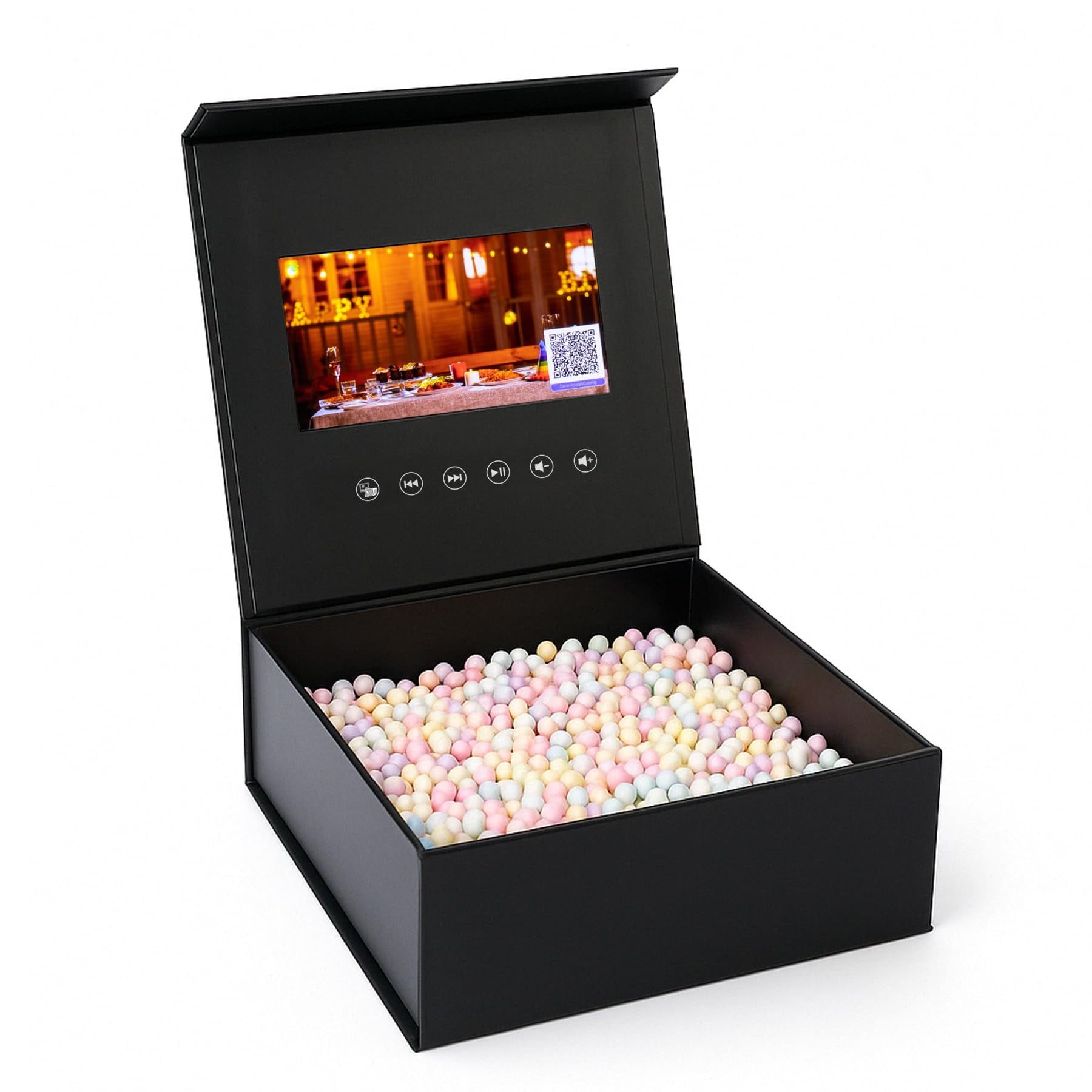 5-Inch IPS Screen Video TSF6 Gift Box - Custom Black Paper Design with ...