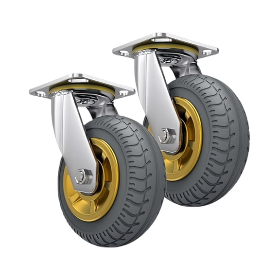 5 Inch Industrial Casters Set of 2, No Noise Polyurethane Wheel Workbench Casters Plate Swivel Casters