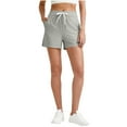 thumbnail image 1 of 5 Inch Inseam Shorts Women Women's Ribber Knit Shorts, Loose Casual Loungewear Summer Short Pants, Drawstring Elastic Waist Stretchy Comfy Beach Shorts with Pockets Gray XL, 1 of 7