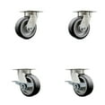 thumbnail image 1 of 5 Inch KP Rubber on Aluminum Swivel Caster Set with Ball Bearings 2 Brakes SCC, 1 of 2