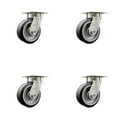 thumbnail image 1 of 5 Inch KP Rubber on Aluminum Swivel Caster Set with Ball Bearings SCC, 1 of 2