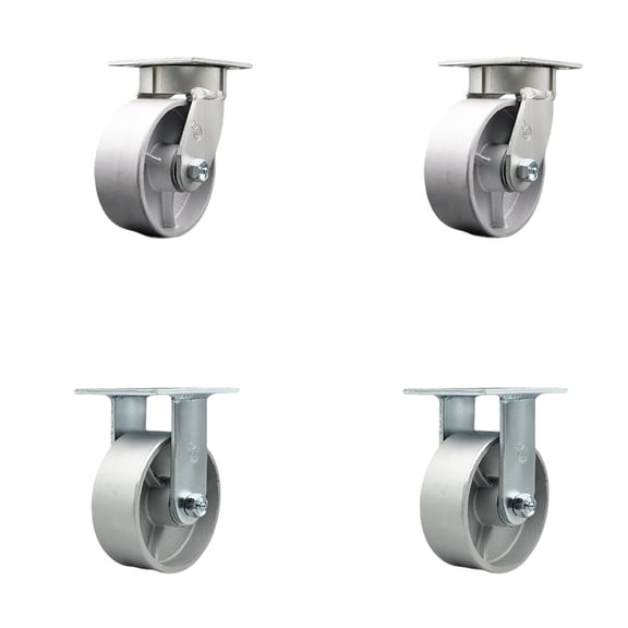 5 Inch KP Semi Steel Cast Iron Caster Set with Ball Bearings 2 Swivel 2 Rigid