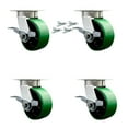 thumbnail image 1 of 5 Inch Kingpinless Green Poly on Steel Wheel Caster Set Brake and Swivel Lock, 1 of 2