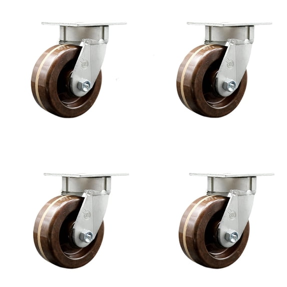 5 Inch Kingpinless High Temp Phenolic Wheel Swivel Caster Set with Swivel Locks