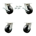 thumbnail image 1 of 5 Inch Kingpinless Phenolic Wheel Caster Set 4 Swivel Locks 2 Brakes SCC, 1 of 2