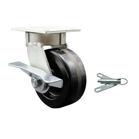 5 Inch Kingpinless Phenolic Wheel Swivel Caster with Brake and Swivel Lock SCC