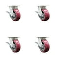 thumbnail image 1 of 5 Inch Kingpinless Poly on Aluminum Wheel Swivel Caster Set with Brakes SCC, 1 of 2