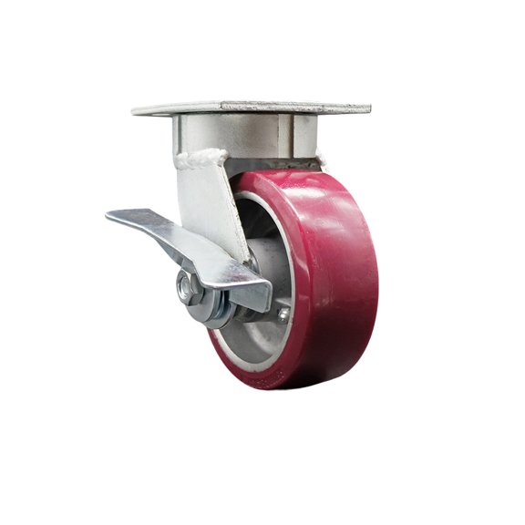 5 Inch Kingpinless Poly on Aluminum Wheel Swivel Caster with Brake SCC