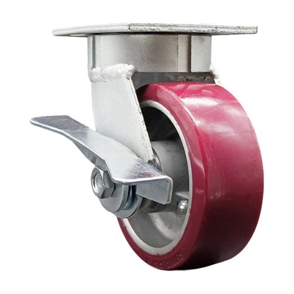 5 Inch Kingpinless Poly on Aluminum Wheel Swivel Caster with Brake SCC