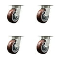 thumbnail image 1 of 5 Inch Kingpinless Poly on Polyolefin Wheel Swivel Caster Set with Swivel Lock, 1 of 2