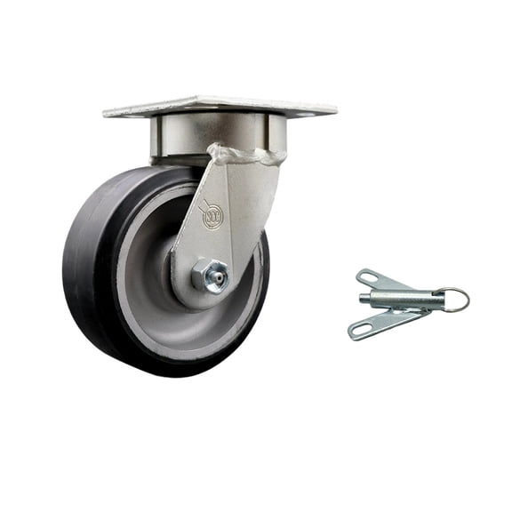 5 Inch Kingpinless Rubber on Aluminum Wheel Swivel Caster with Swivel Lock SCC