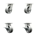 thumbnail image 1 of 5 Inch Kingpinless V Groove Semi Steel Wheel Swivel Caster Set with 2 Brakes SCC, 1 of 2