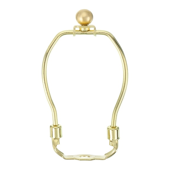 5 Inch Lamp Harp Kit with 17.5mm Solid Brass Ball Finial, 1 Set Heavy Duty Bracket with Standard Saddle & Finial Detachable Shade Holder for Table Floor Lamps, Gold