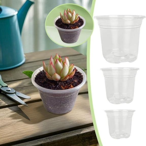 5 Inch Large Clear Nursery Pots with Drainage, Pots for Plants, Ideal Seedling Pots and Pots for Vegetables, Orchids, Aloe, Indoor Outdoor Use
