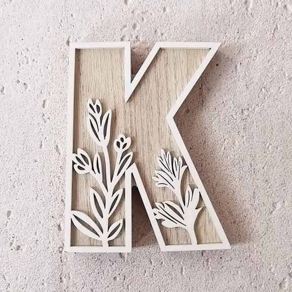 5 Inch Large Wooden Letters for Wall Decor, Flowered Paintable Wooden Nursery Letters for Crafts Wood Alphabet for Birthday Boho Nursery Name Sign Wedding Home Decoration
