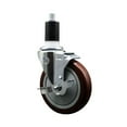 thumbnail image 1 of 5 Inch Maroon Poly Swivel 1-1/2 Inch Expanding Stem Caster with Brake SCC, 1 of 2