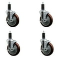 thumbnail image 1 of 5 Inch Maroon Poly Swivel 1-1/4 Inch Expanding Stem Caster Set with Brake SCC, 1 of 2