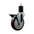 thumbnail image 1 of 5 Inch Maroon Poly Swivel 1-3/4 Inch Expanding Stem Caster with Brake SCC, 1 of 2