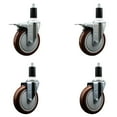 thumbnail image 1 of 5 Inch Maroon Poly Swivel 1-3/8 Inch Expanding Stem Caster Set 2 Brakes, 1 of 2