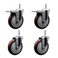 thumbnail image 1 of 5 Inch Maroon Poly Swivel 3/4 Inch Threaded Stem Caster Set 2 Total Lock Brakes, 1 of 2