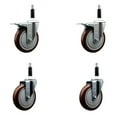 thumbnail image 1 of 5 Inch Maroon Poly Swivel 7/8 Inch Expanding Stem Caster Set 2 Total Lock Brakes, 1 of 2