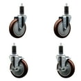 thumbnail image 1 of 5 Inch Maroon Poly Wheel Swivel 1-1/4 Inch Expanding Stem Caster Set 2 Brakes, 1 of 2