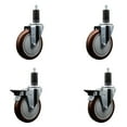 thumbnail image 1 of 5 Inch Maroon Poly Wheel Swivel 1-1/4 Inch Expanding Stem Caster Set 2 Brakes, 1 of 2