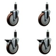 thumbnail image 1 of 5 Inch Maroon Poly Wheel Swivel 1-1/8 Inch Expanding Stem Caster Set 2 Brakes, 1 of 2