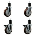 thumbnail image 1 of 5 Inch Maroon Poly Wheel Swivel 1-3/4 Inch Expanding Stem Caster Set 2 Brakes, 1 of 2