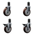 thumbnail image 1 of 5 Inch Maroon Poly Wheel Swivel 1-5/8 Inch Expanding Stem Caster Set 2 Brakes, 1 of 2
