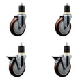 thumbnail image 1 of 5 Inch Maroon Poly Wheel Swivel 1-7/8 Inch Expanding Stem Caster Set 2 Brakes, 1 of 2