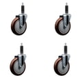 thumbnail image 1 of 5 Inch Maroon Poly Wheel Swivel 1 Inch Expanding Stem Caster Set SCC, 1 of 2
