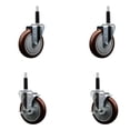 thumbnail image 1 of 5 Inch Maroon Poly Wheel Swivel 3/4 Inch Expanding Stem Caster Set 2 Brakes SCC, 1 of 2