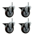 thumbnail image 1 of 5 Inch Maroon Poly Wheel Swivel 3/4 Inch Threaded Stem Caster Set with Brake, 1 of 2