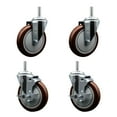 thumbnail image 1 of 5 Inch Maroon Poly Wheel Swivel 5/8 Inch Threaded Stem Caster Set 2 Brakes, 1 of 2