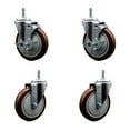 thumbnail image 1 of 5 Inch Maroon Poly Wheel Swivel 7/16 Inch Grip Ring Stem Caster Set 2 Brakes, 1 of 2