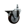 thumbnail image 1 of 5 Inch Maroon Polyurethane 10MM Threaded Stem Caster with Brake, 1 of 2