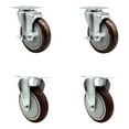 thumbnail image 1 of 5 Inch Maroon Polyurethane Swivel Top Plate Caster Set with 2 Brakes 2 Rigid SCC, 1 of 2