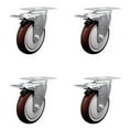 thumbnail image 1 of 5 Inch Maroon Polyurethane Swivel Top Plate Caster Set with Total Lock Brake SCC, 1 of 2