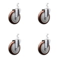 thumbnail image 1 of 5 Inch Maroon Polyurethane Wheel Swivel 3/4 Inch Square Stem Caster Set SCC, 1 of 2