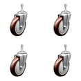 thumbnail image 1 of 5 Inch Maroon Polyurethane Wheel Swivel 3/8 Inch Threaded Stem Caster Set SCC, 1 of 2