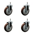 thumbnail image 1 of 5 Inch Maroon Polyurethane Wheel Swivel 7/16 Inch Grip Ring Stem Caster Set SCC, 1 of 2