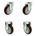thumbnail image 1 of 5 Inch Maroon Polyurethane Wheel Swivel Top Plate Caster Set with 2 Rigid SCC, 1 of 2