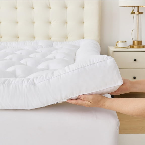 5 Inch Memory Foam Mattress Topper Full Size, Supportive Fluffy Shredded Memory Foam Filled Pillow Top, Extra Soft Bed Topper for Back Pain Relief, 54x75x5 Inch