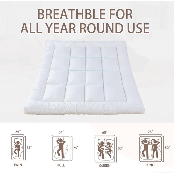 5 Inch Memory Foam Mattress Topper King Size, Plus Thicked Down Alternative-Lined, Breathable Fluffy Shredded Memory Foam Filled Pillow Top, 4 Anchor Elastic Bands, 80x78x5 Inch