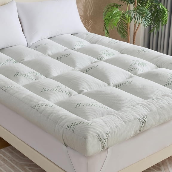 5 Inch Memory  Mattress Topper  Size for  , Cooling Breathable  Viscose Air Layer, Soft and Thick Supportive Mattress Topper, 4  Anchor Elastic Straps