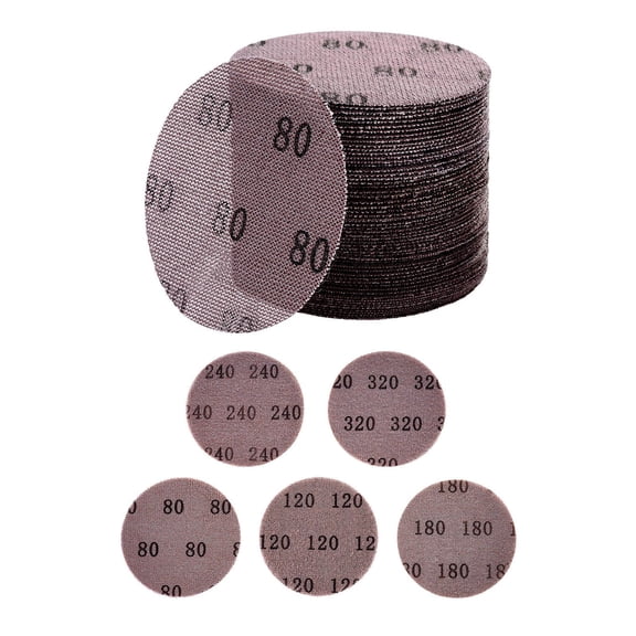 5 Inch Mesh Abrasive Sanding Discs 50PCS 80 120 180 240 320 Grit Assorted Anti Clogging Ceramic Hook and Loop Sandpaper for Metal Wood Plaster Car Body Paint Removal